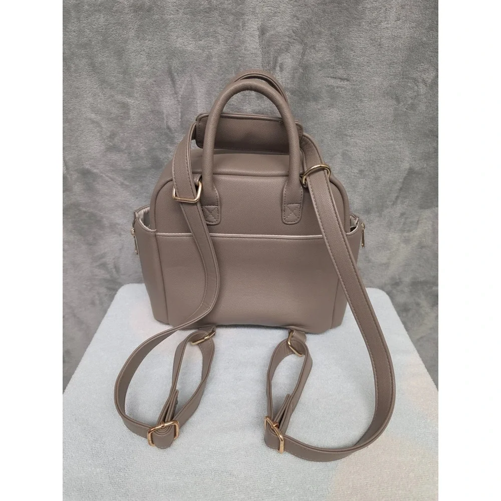 Ayla & Co The Mini Taupe Vegan Leather Diaper Bag Backpack Organizer Taupe